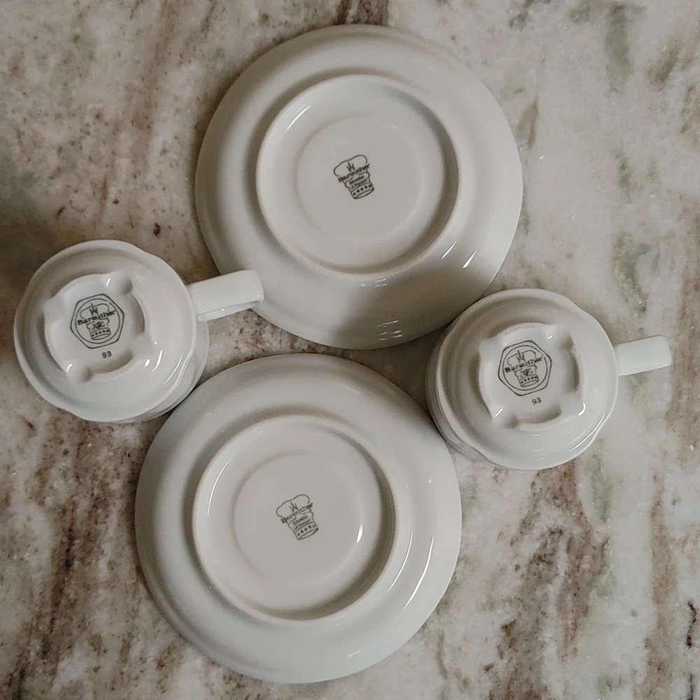Vintage 4 Pcs White Bareuther Bavaria Demitasses Cup & Saucer